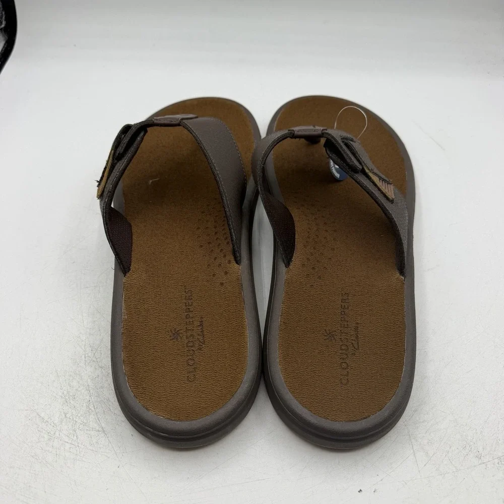 Clarks Cloudsteppers Breeze Flip Flops Mens Sz 13 M Brown Leather Thong Sandals